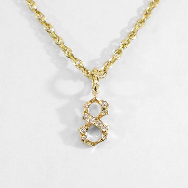 SJX DIAMOND NUMBER CHARM 「8」 K18 YG 6ZC0118 ダイヤペンダ...