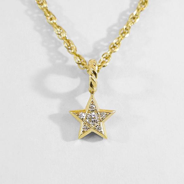 SJX DIAMOND STAR CHARM K18 YG 6ZC0136 ダイヤペンダント ネック...