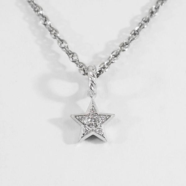 SJX DIAMOND STAR CHARM K18 WG 6ZC0137 ダイヤペンダント ネック...