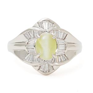 クリソベリルキャッツアイ　pt900 キャッツアイ リング 指輪 大粒 4.34ct Pt900 クリソベリル