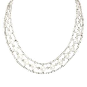 K18ホワイトゴールド アコヤパール ダイヤモンド パール セット品