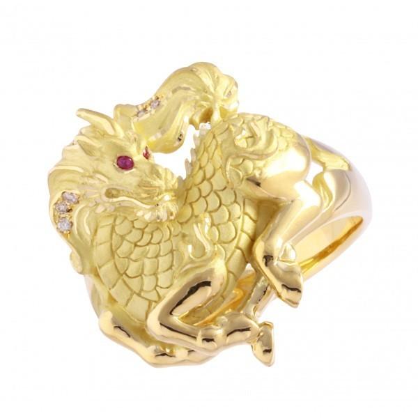 K18イエローゴールド ルビー ダイヤモンド リング