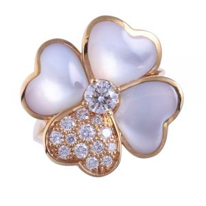 ヴァンクリーフ&アーペル　ペルレ　ミディアム　WG ペルレ ゴールドパール リング、ミディアムモデル 18K ホワイト