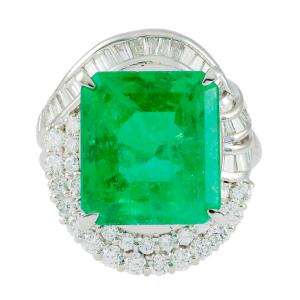 プラチナ900 エメラルド ダイヤモンド リング