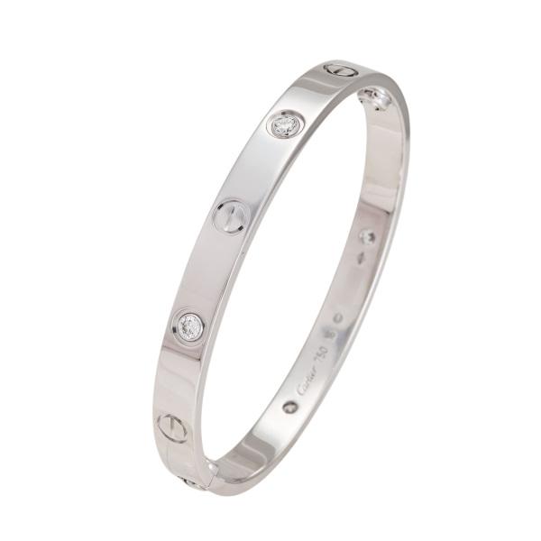 カルティエ ラブ ハーフダイヤ 4P クラシックモデル K18ホワイトゴールド ブレスレット 中古