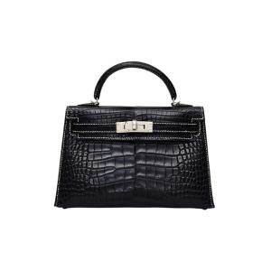 エルメス HERMES ケリー(その他) アリゲーター ブラック ライム シルバー金具 W刻印 スペシャルオーダー 未使用 バッグ レディース