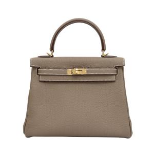 エルメス HERMES ケリー25 トゴ エトゥープ イエローゴールド金具 W刻印 未使用 バッグ レディース