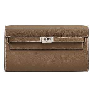 エルメス HERMES ケリーロングトゥーゴー ヴォーエプソン エトゥープ シルバー金具 K刻印 未使用 バッグ レディース