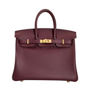 エルメス HERMES バーキン25 スイフト プルーン ゴールド金具 K刻印 未使用 バッグ レディース