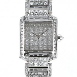 カルティエ Cartier タンク フランセーズ SM リビエール WL4073KF 全面ダイヤ文字盤 中古 腕時計 レディース