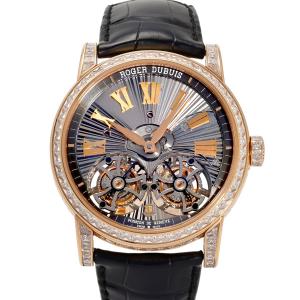 ロジェ・デュブイ ROGER DUBUIS オマージュ ダブルフライングトゥールビヨン ブティック限定28本 RDDBHO0570 シルバー文字盤 中古 腕時計 メンズ