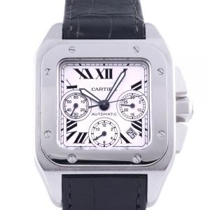 カルティエ Cartier サントス 100 クロノグラフ XL W20090X8 シルバー文字盤 中古 腕時計 メンズ｜gc-yukizaki