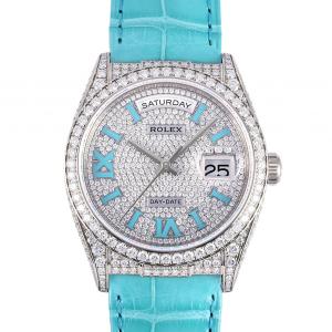 ロレックス ROLEX デイデイト 36 128159RBR ダイヤ/シルバー/ターコイズブルーローマ文字盤 新品 腕時計 メンズ