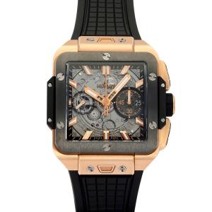 ウブロ HUBLOT スクエア・バンウニコ キングゴールド セラミック 821.OM.0180.RX シルバー文字盤 中古 腕時計 メンズ