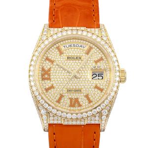 ロレックス ROLEX デイデイト 36 128158RBR ダイヤ/シャンパン/コーラルレッドローマ文字盤 未使用 腕時計 メンズ