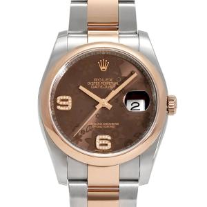 ロレックス ROLEX デイトジャスト 36 フラワーモチーフ 116201 チョコレート/6.9アラビアダイヤ文字盤 中古 腕時計 男女兼用