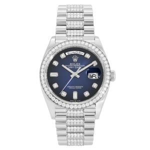 ロレックス ROLEX デイデイト 36 128349RBR ブルーオンブレ/8PD/2PB文字盤 中古 腕時計 メンズ