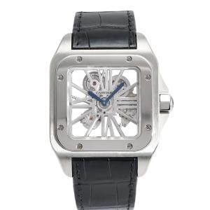 カルティエ Cartier サントス 100 XL スケルトン 100周年記念モデル W2020018 シルバー文字盤 中古 腕時計 メンズ
