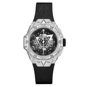 ウブロ HUBLOT ビッグバン ウニコ サンブルーII チタニウム パヴェ 418.NX.1107.RX.1604.MXM20 ブラック文字盤 中古 腕時計 メンズ