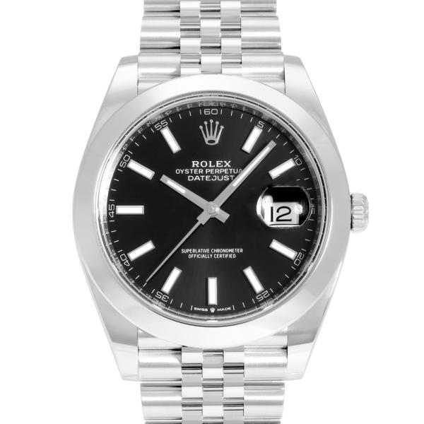 ロレックス ROLEX デイトジャスト 41 126300 ブライトブラック/バー文字盤 新品 腕時...