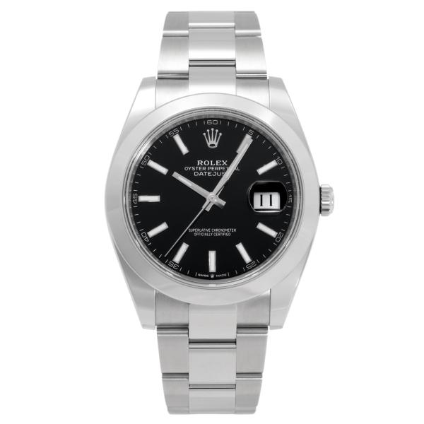 ロレックス ROLEX デイトジャスト 41 126300 ブライトブラック/バー文字盤 新品 腕時...