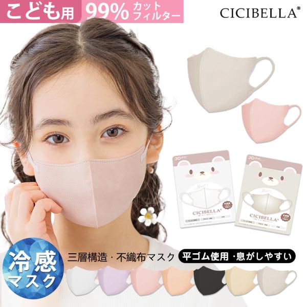 マスク 不織布 子供用マスク 80枚 立体マスク ３Dマスク カラー 血色カラー 血色不織布 20枚...