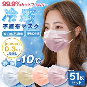 【安心の不織布×接触冷感】血色 冷感マスク 不織布マスク 冷感 カラー マスク 50枚 ×1箱 夏用マスク くちばし マスク ３Dマスク 送料無料 cicibella