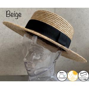 帽子 つば広 カンカン帽 麦わら ストローハット 幅広リボン