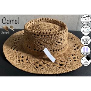 帽子 つば広 カンカン帽 透かし編 ポークパイ風 キャノチェ