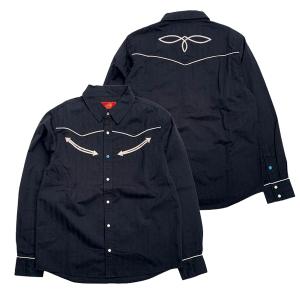 ヘリンボーン パイピング ウエスタン 長袖 シャツ Herringbone Piping Western Shirt コレクション インディアン モトサイクル INDIAN MOTOCYCLE IS-703｜gct