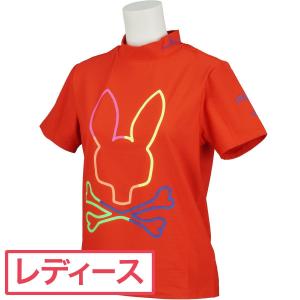 サイコバニー PSYCHO BUNNY シルエットネオンロゴ サラカラ モックネック半袖Tシャツ レディス｜gdoshop