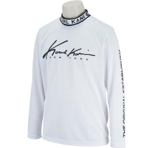 カールカナイゴルフ KARL KANI GOLF ストレッチ ジャガード リブ シェブロンHDロゴ ハイネック長袖Tシャツ