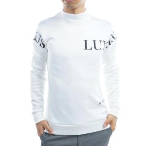 リュクスエイケイエムプラス LUXEAKMPLUS ロゴ ストレッチ フリース 裏起毛モックネックプルオーバー