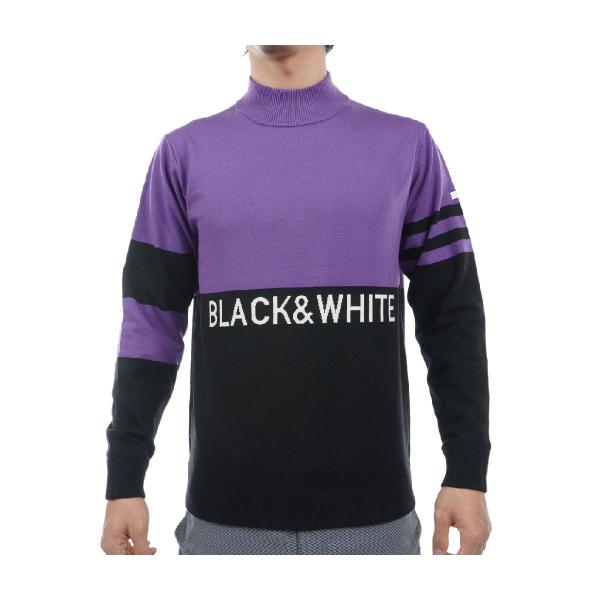 ブラック＆ホワイト Black＆White WHITE Line 袖裏防風 ハイネックセーター