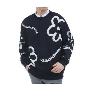 サイズ：6 JACK BUNNY ジャックバニー  裏起毛 スウェットトレーナー フラッグ総柄 グレー系 [240101476170] ゴルフウェア メンズ ストスト サイズ：6 JACK BUNNY ジャックバニー 裏起毛 スウェット