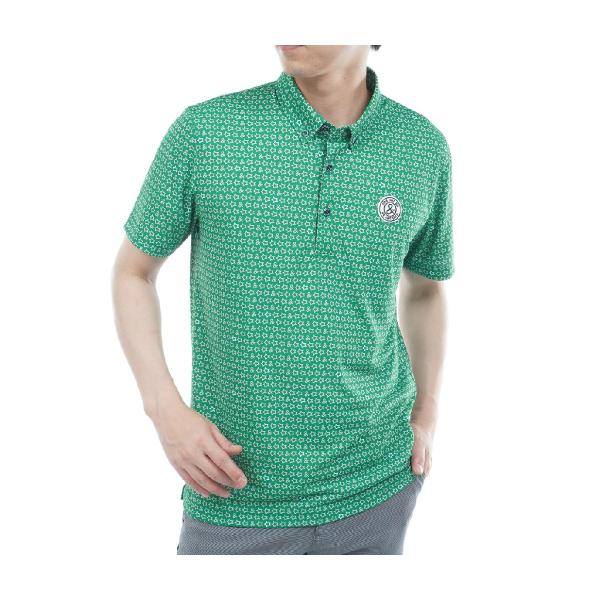 アンパスィ and per se ストレッチ ソルケア3Dプリンテッドボタンダウン半袖ポロシャツ