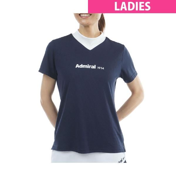 アドミラル Admiral カラタッチプラス Vカラーモックネック半袖シャツ レディス