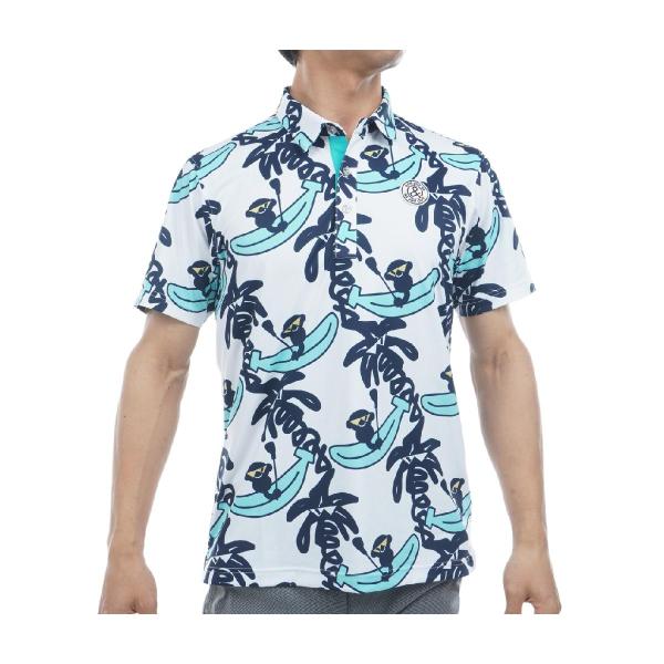 アンパスィ and per se ストレッチ プリンテッドSD3Dワッフル半袖ポロシャツ