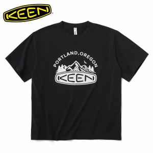 キーン KEEN ユニセックス 半袖Tシャツ ハーベスト テック ティー アーチ ロゴ HARVEST TECH TEE ARCH LOGO BLACK/SILVER BIRCH KEE1029317｜geak