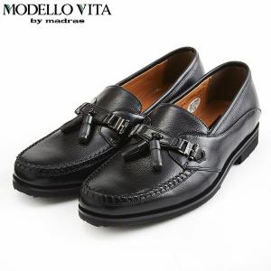 モデロヴィータ MODELLO VITA メンズ 紳士靴 ローファー スリッポン ビジネスシューズ SPVT5567 BLACK ソフトレザー タッセル マドラス madras MOVSPVT5567BLA｜geak