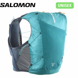 サロモン SALOMON メンズ レディース アクティブ スキン 12 ACTIVE SKIN 12 SET TahitianTide/CARBON/Peacockblueバックパック ベスト フラスク付 SALLC2177700｜geak