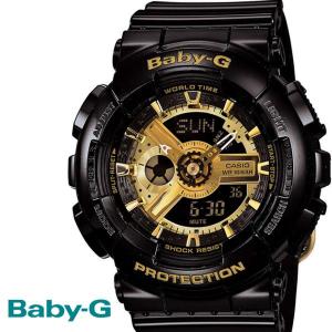 BABY-G カシオ ベビーG ビッグケース 腕時計 うでどけい レディース LADIE'S ブラック ゴールド BA-110-1A CASIO ＢＡＢＹ−Ｇ