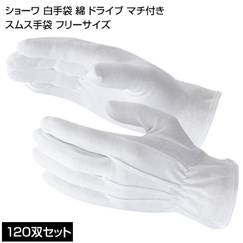 白手袋 綿 ドライブ マチ付き 手袋 フリーサイズ 120双 10ダース