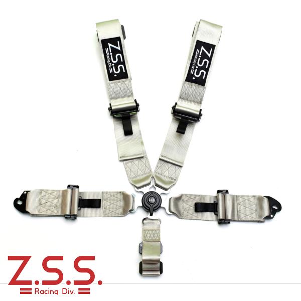 z.s.s. 5点式 レーシングハーネス シートベルト 3インチ シルバー 銀 カムロック式 ZSS...