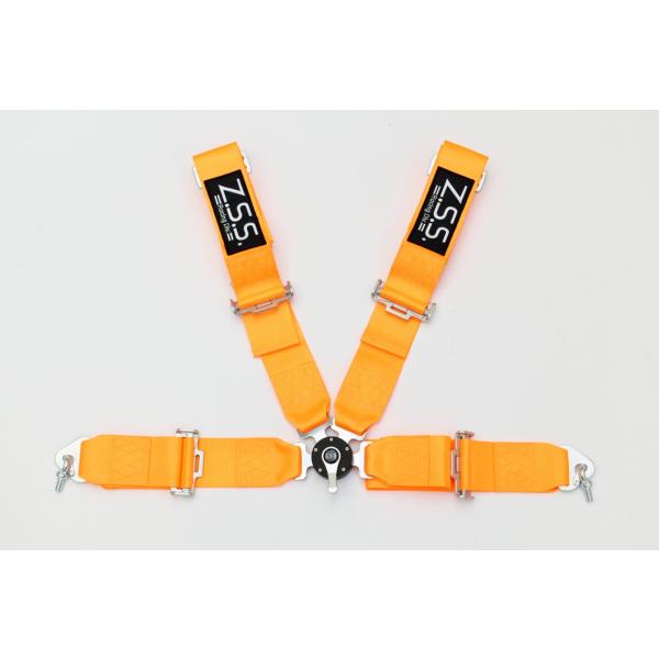 Z.S.S. Racing Div. 4点式 レーシングハーネス シートベルト ネオンオレンジ 橙色...