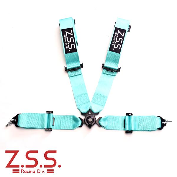 z.s.s. 4点式 レーシングハーネス シートベルト 3インチ ミント グリーン 緑 カムロック式...