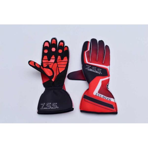 Z.S.S. レーシンググローブ Gloves 成人用 Lサイズ ブラック×レッド レース カート ...