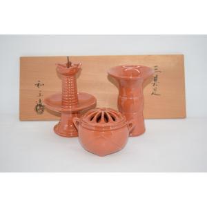 茶道具 利休忌 三ツ具足 三具足 青楽 松楽窯 : 茶道具いまや静香園