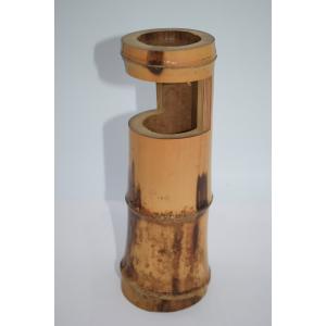 花入 竹 一重切 花入 花瓶 茶道 注)水漏れは確認してい