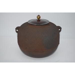 茶道具 大炉用品 炉釜 炉用釜 広口政所釜 釜蓋一文字 菊池政光作 茶道具 大炉用品 炉釜 炉用釜 広口政所釜 釜蓋一文字 菊池政光作